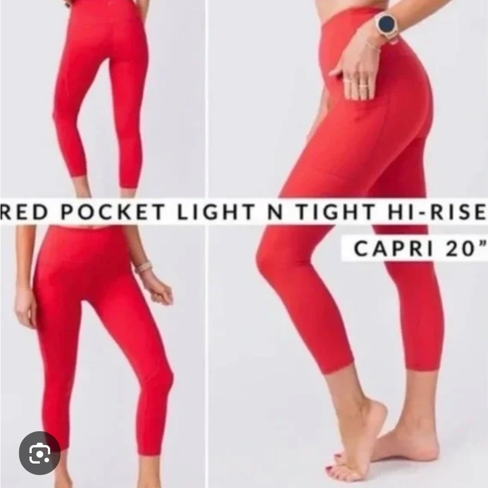 ZYIA Red High-Waisted Capri Leggings, Size XL